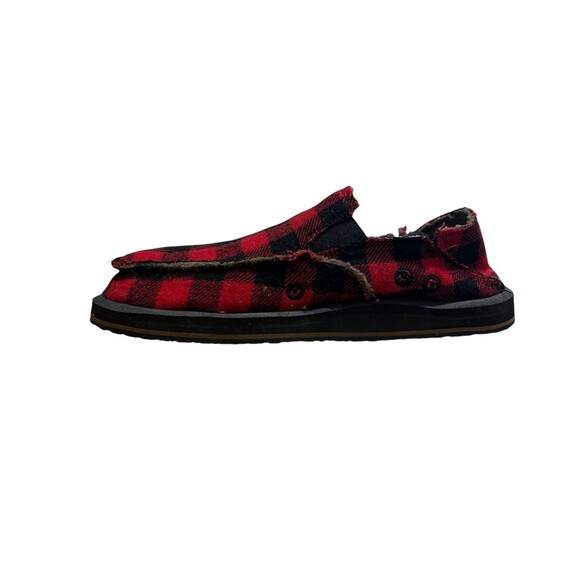 Sanuk Men\'s Donny Red Plaid Buffalo Sherpa Lined Chill Slip-On Loafer  12  NWOT main image 2